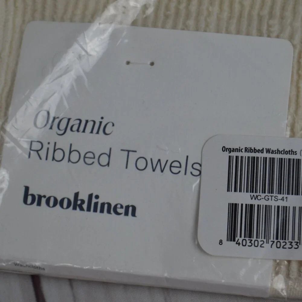 Brooklinen 100% Organic Cotton Ribbed Washcloths Vanilla Set 2 WC-GTS-41 NEW